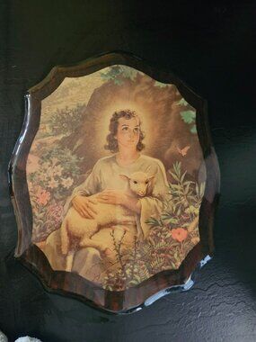 Vintage Good Shepherd Wall Plaque Jesus Holding Lamb Religious Wall Art 16x13